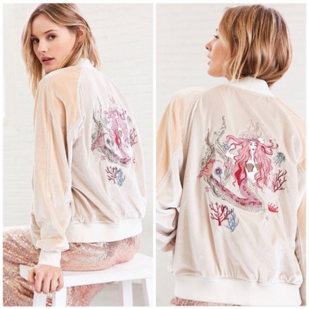 Silence & Noise velour mermaid bomber jacket Small